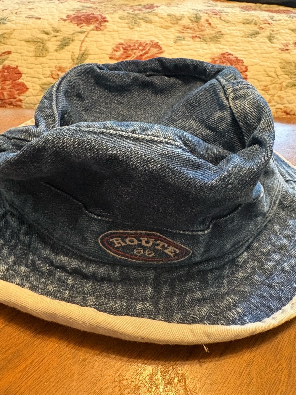 Vintage Route 66 Denim Bucket Hat 90s Blue Jean
